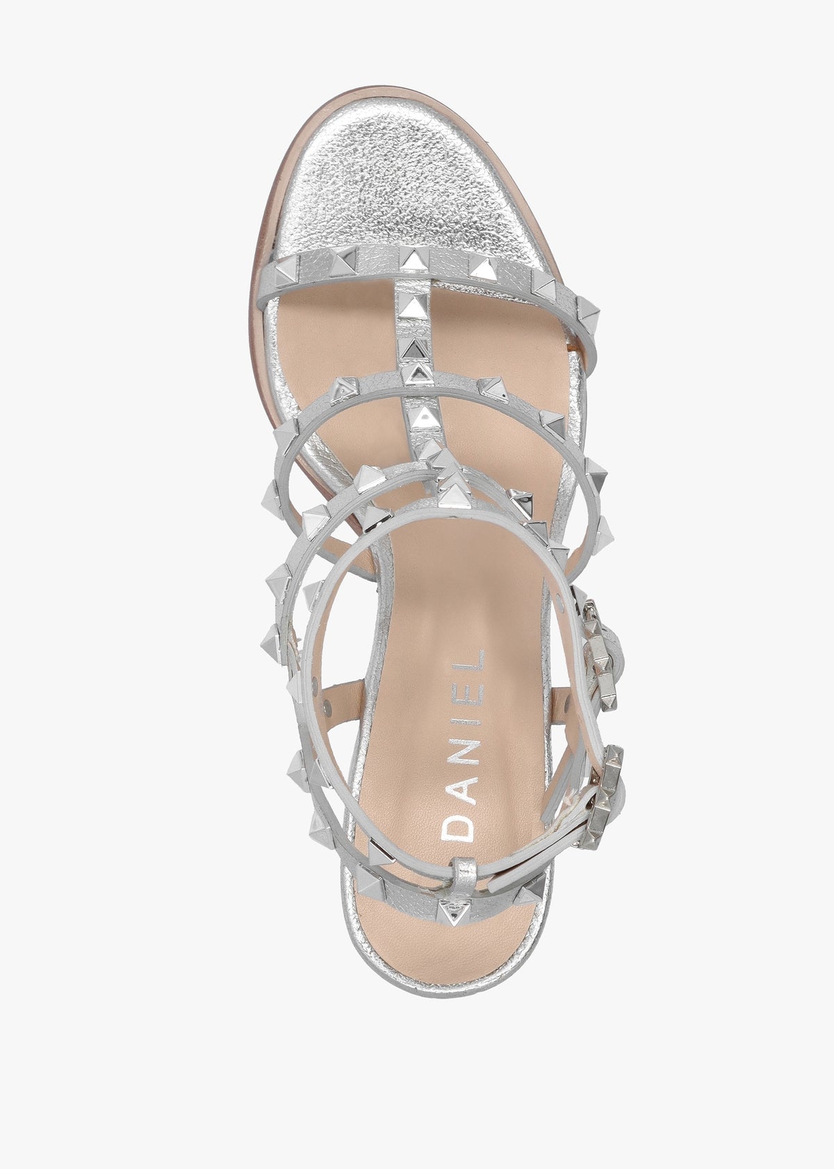 Pitter Silver Leather Studded Block Heeled Sandals