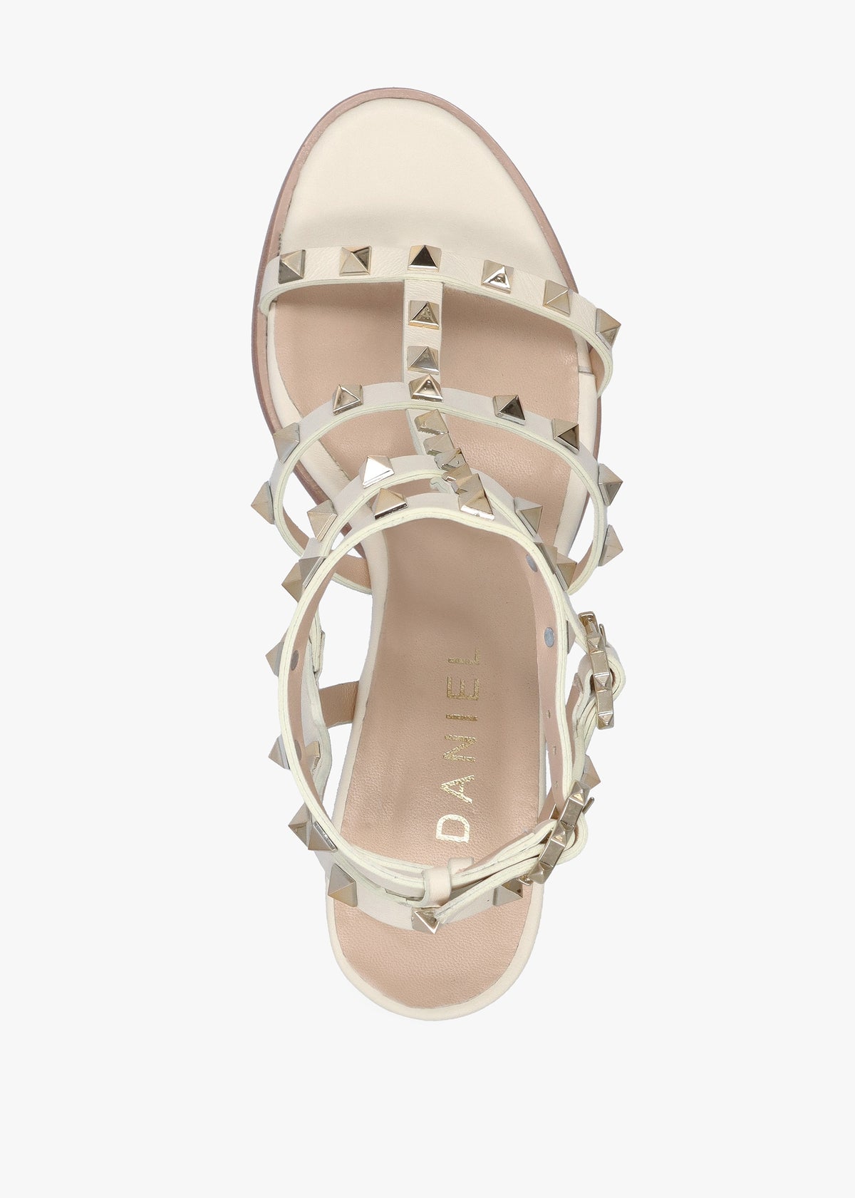 Pitter Cream Leather Studded Block Heeled Sandals