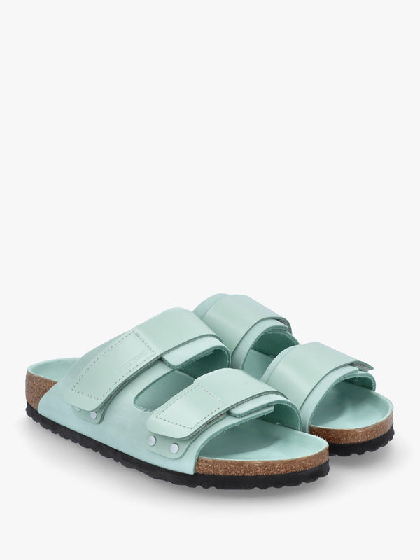 Uji Surf Green Nubuck Leather Two Bar Mules
