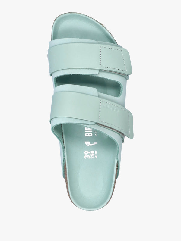 Uji Surf Green Nubuck Leather Two Bar Mules