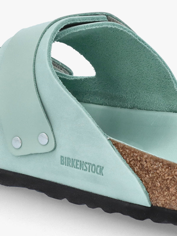 Uji Surf Green Nubuck Leather Two Bar Mules