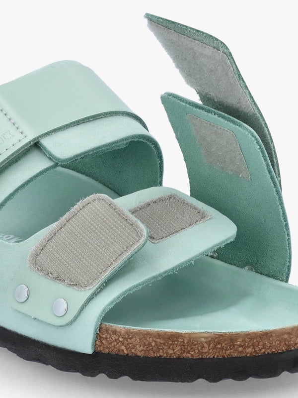 Uji Surf Green Nubuck Leather Two Bar Mules