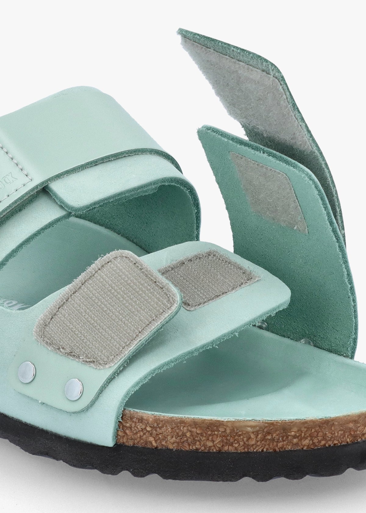 Uji Surf Green Nubuck Leather Two Bar Mules