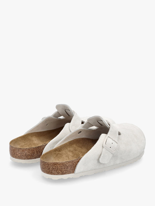 Men's Boston Modern Antique White Suede Clogs