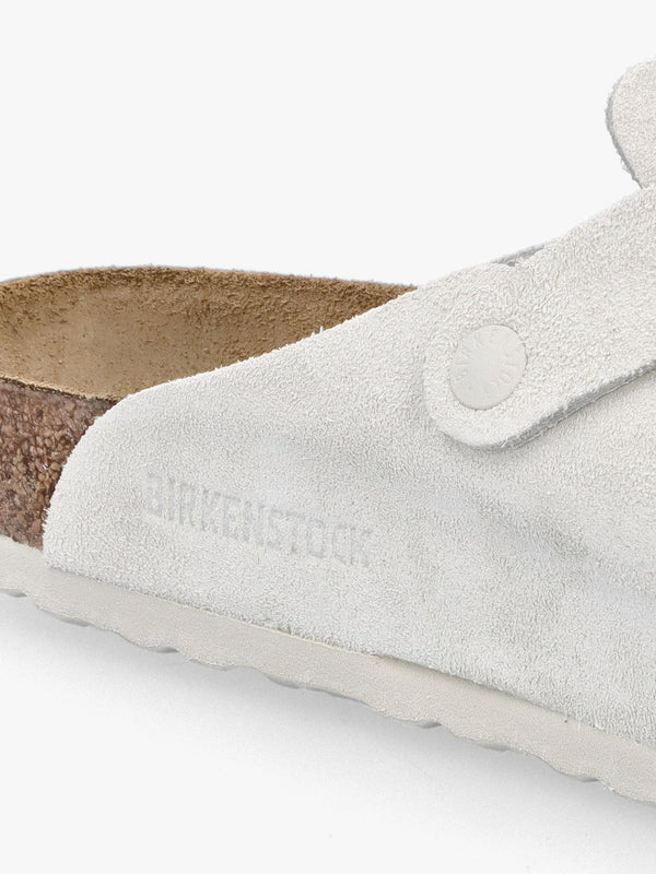 Men's Boston Modern Antique White Suede Clogs