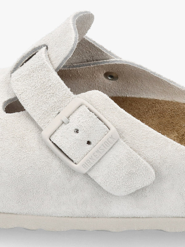 Men's Boston Modern Antique White Suede Clogs