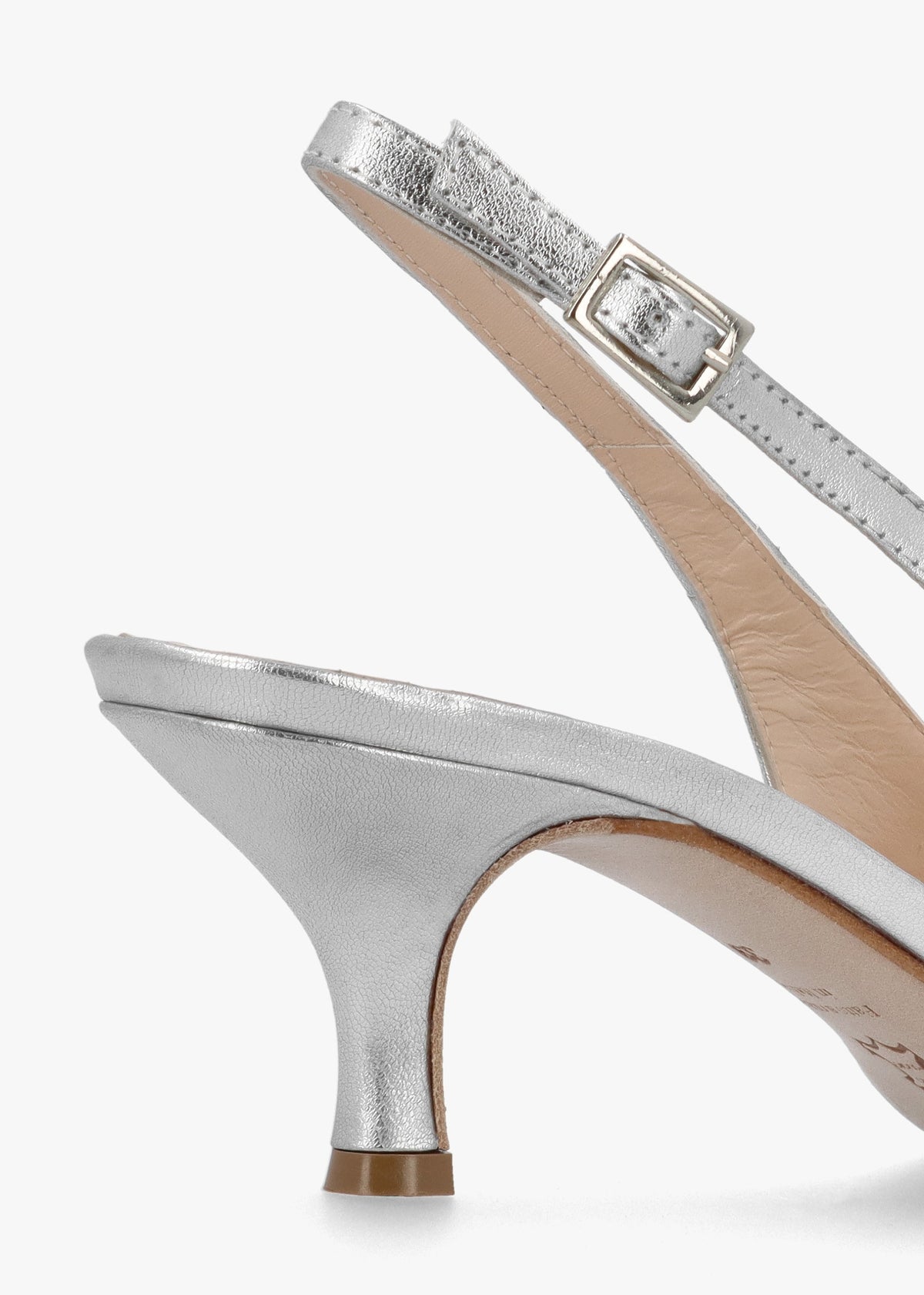Galina Silver Leather Raffia Bow Heeled Sling Backs