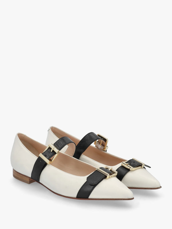 Nancy White Leather Pointed Toe Pumps