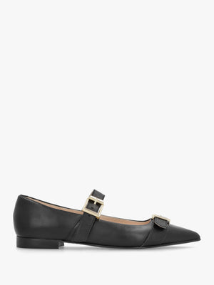 Nancy Black Leather Pointed Toe Pumps