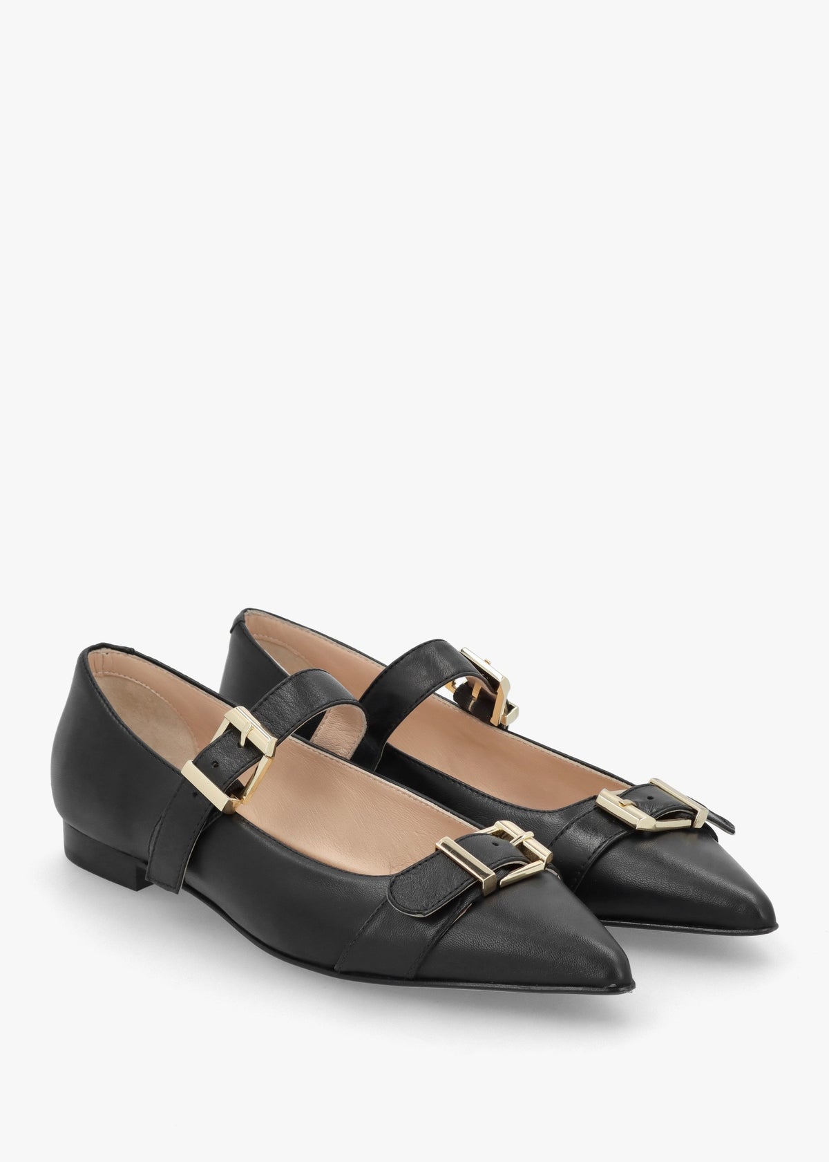 Nancy Black Leather Pointed Toe Pumps