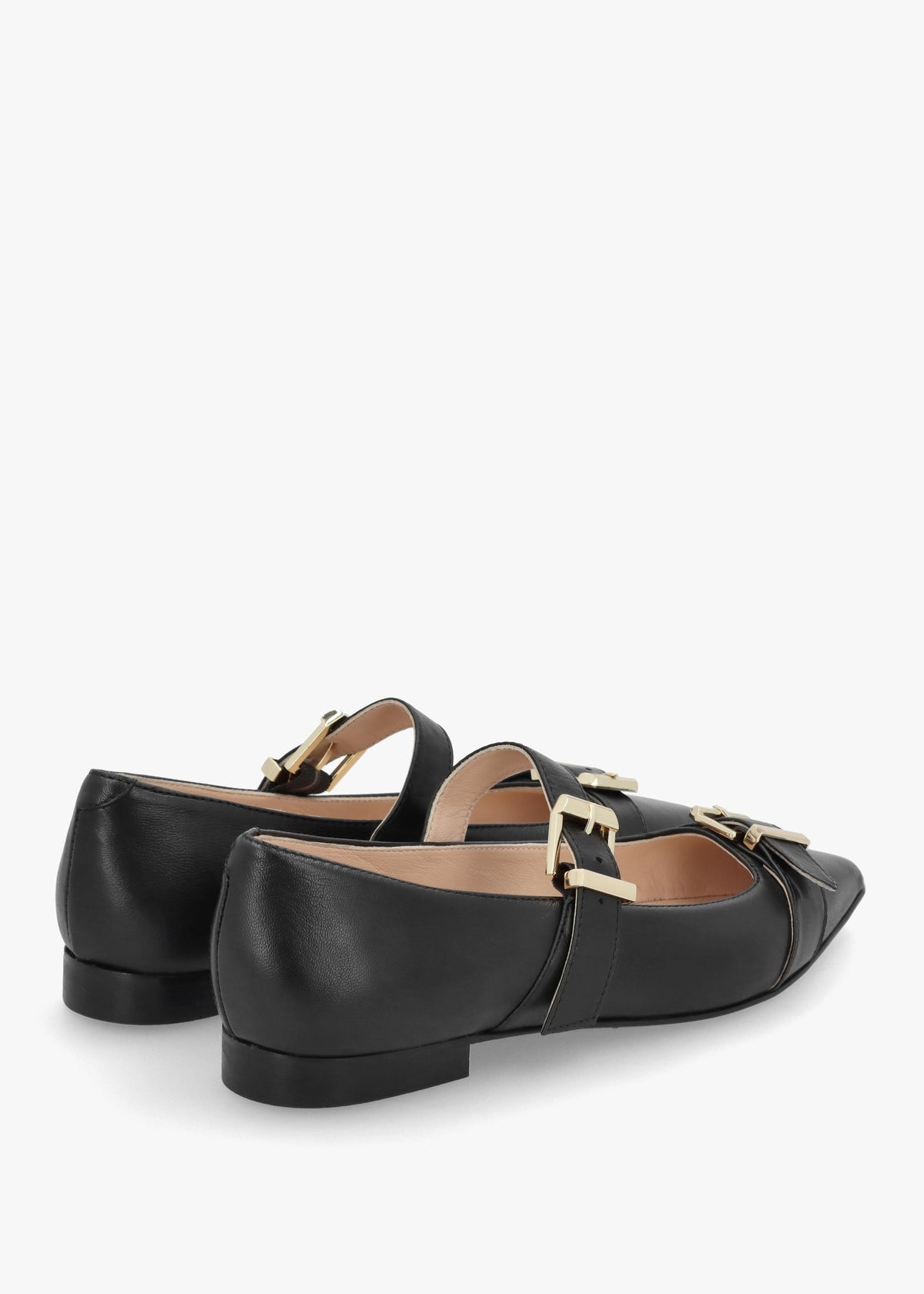 Nancy Black Leather Pointed Toe Pumps