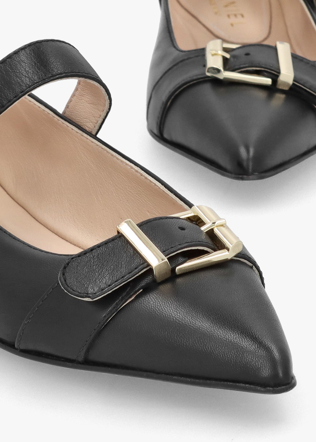 Nancy Black Leather Pointed Toe Pumps