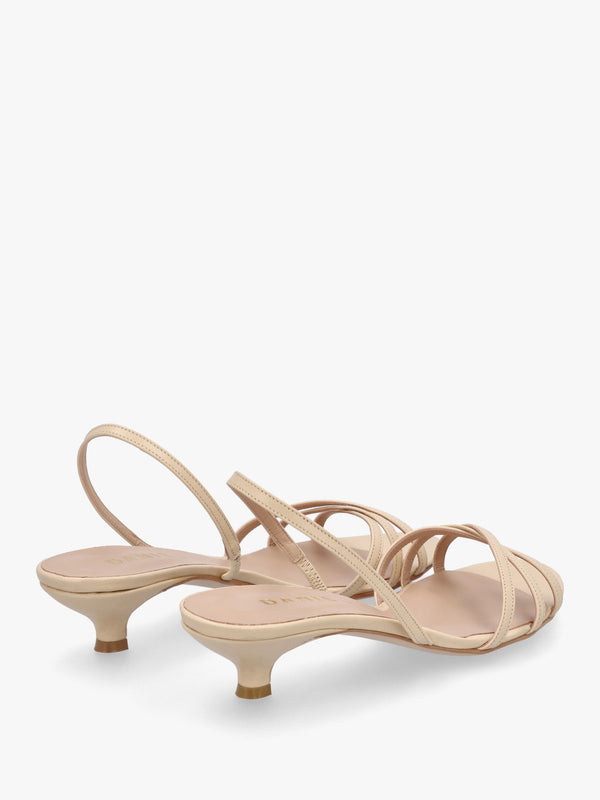 Akittie Beige Leather Kitten Heel Sandals
