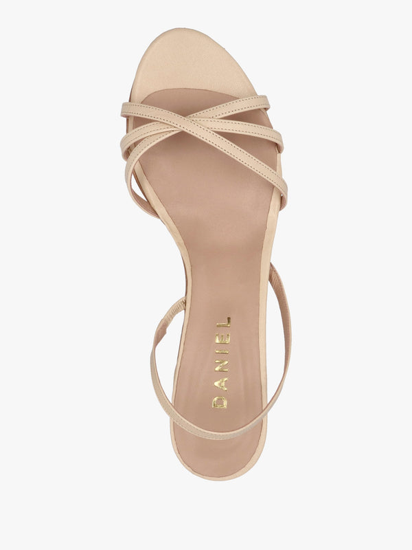 Akittie Beige Leather Kitten Heel Sandals