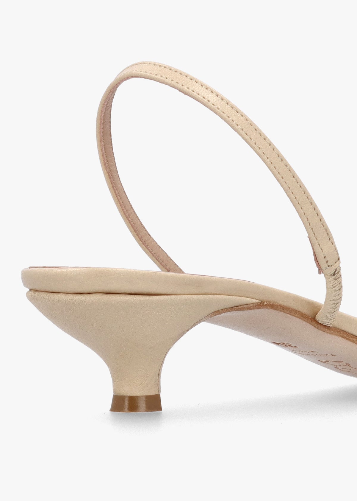 Akittie Beige Leather Kitten Heel Sandals