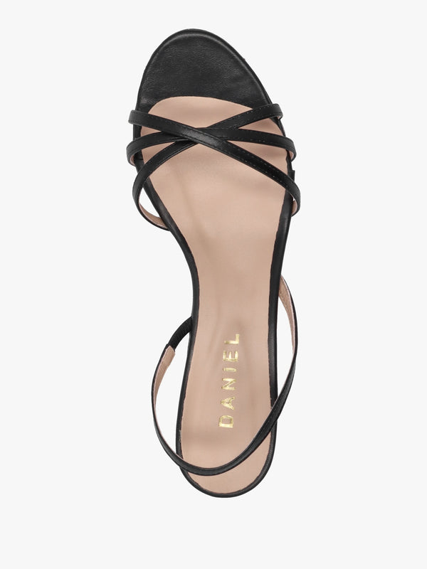 Akittie Black Leather Kitten Heel Sandals