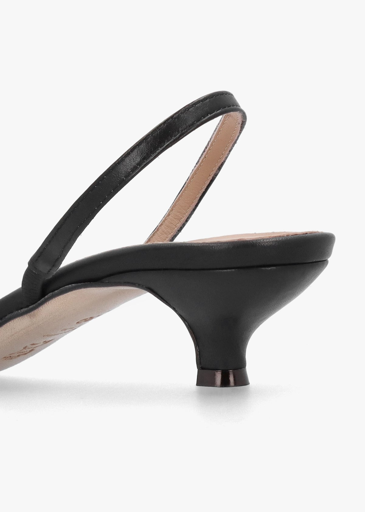 Akittie Black Leather Kitten Heel Sandals