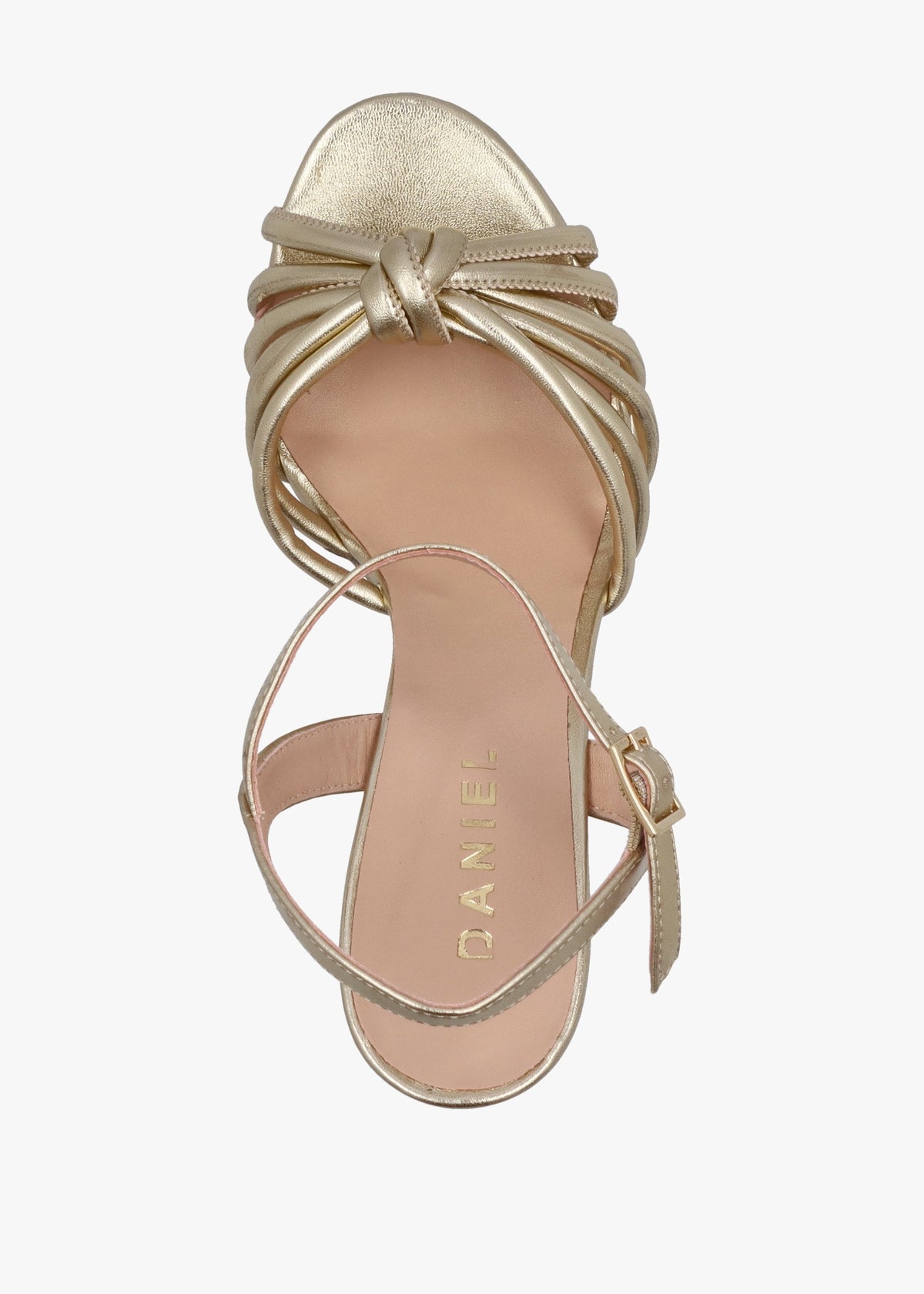 Aknot Gold Leather Platform Heeled Sandals
