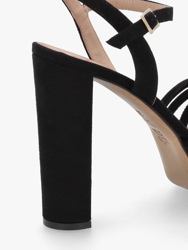 Aknot Black Suede Platform Heeled Sandals