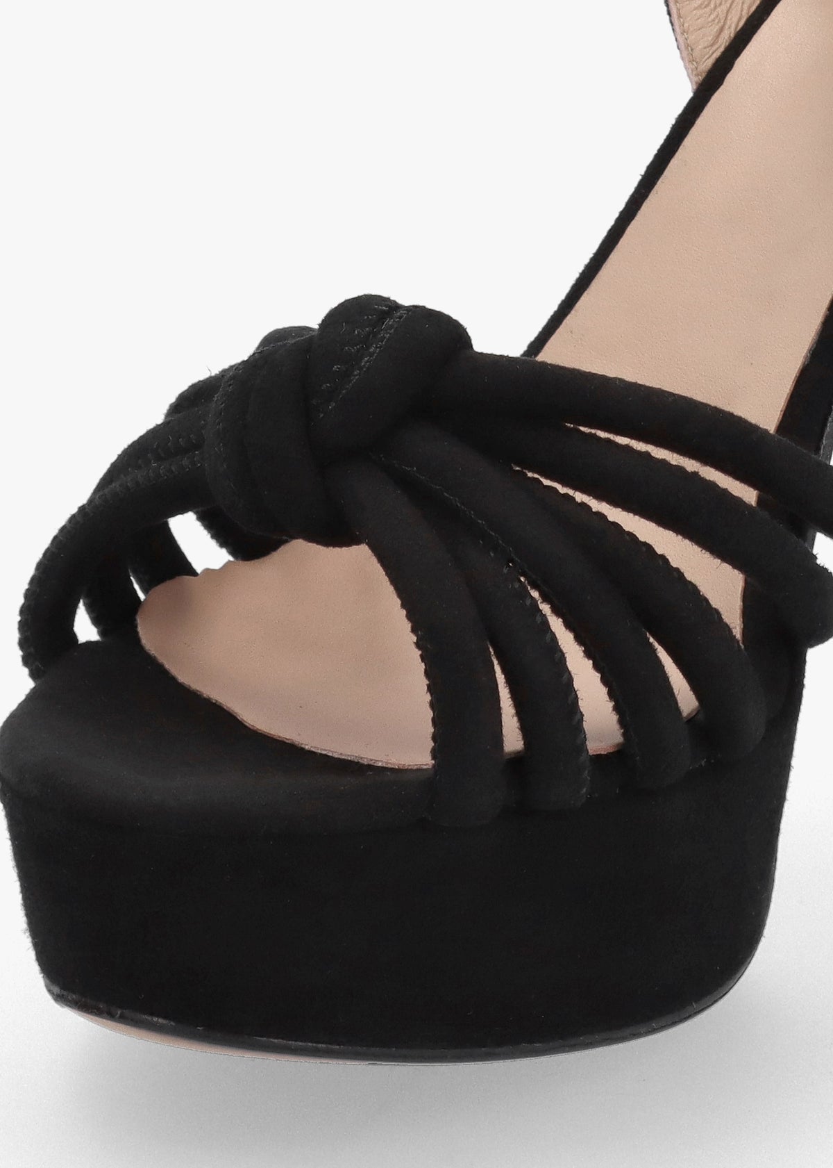 Aknot Black Suede Platform Heeled Sandals