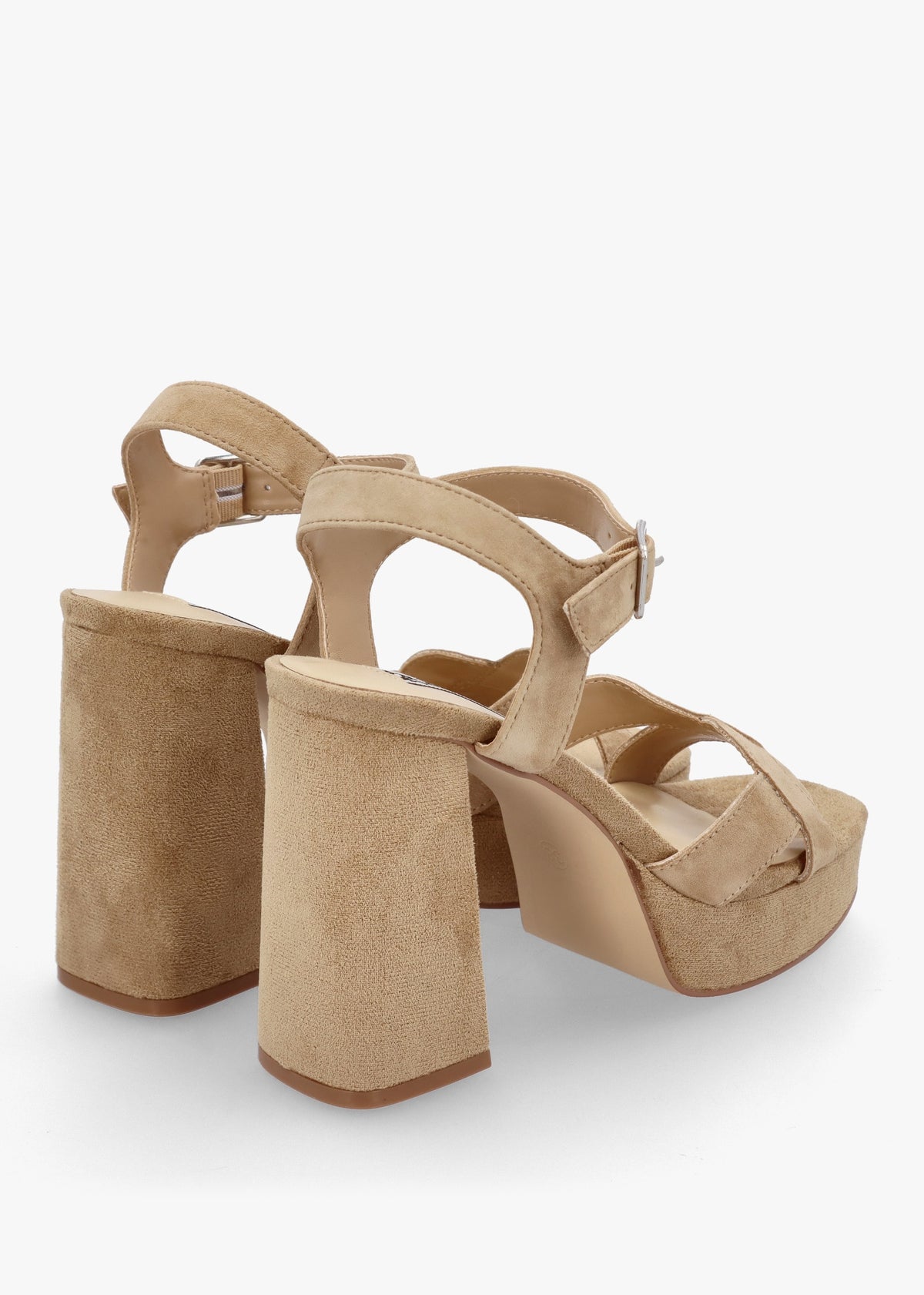 Villa Funsi Beige Suede Block Heel Platform Sandals