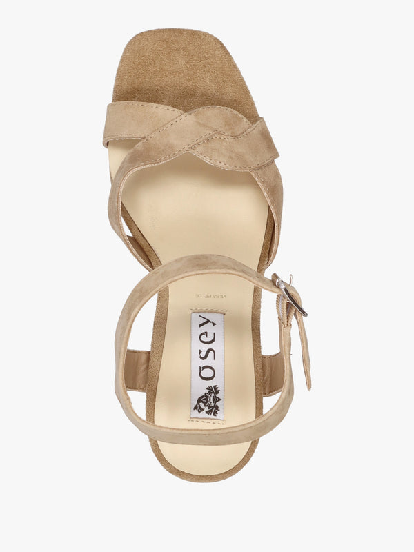 Villa Funsi Beige Suede Block Heel Platform Sandals