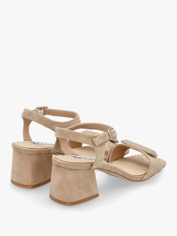 Villa Surry Beige Suede Block Heel Sandals
