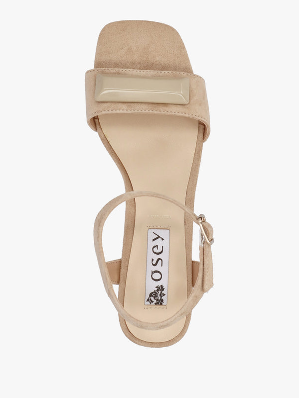 Villa Surry Beige Suede Block Heel Sandals