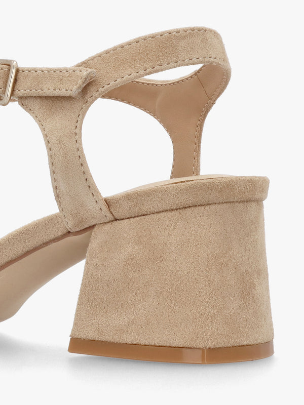 Villa Surry Beige Suede Block Heel Sandals