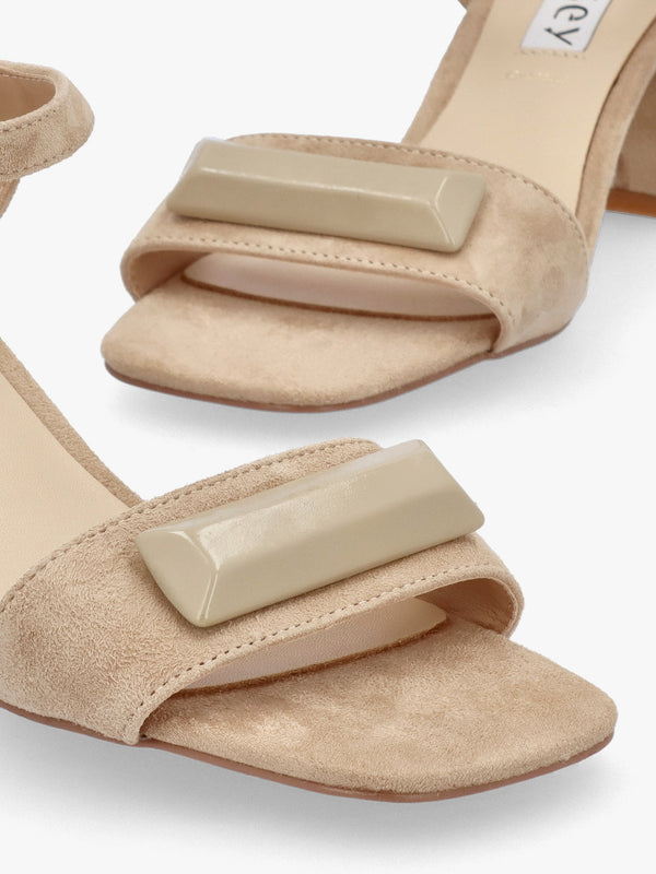 Villa Surry Beige Suede Block Heel Sandals