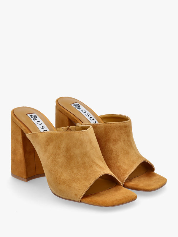 Villa Loki Mustard Suede Block Heel Mules