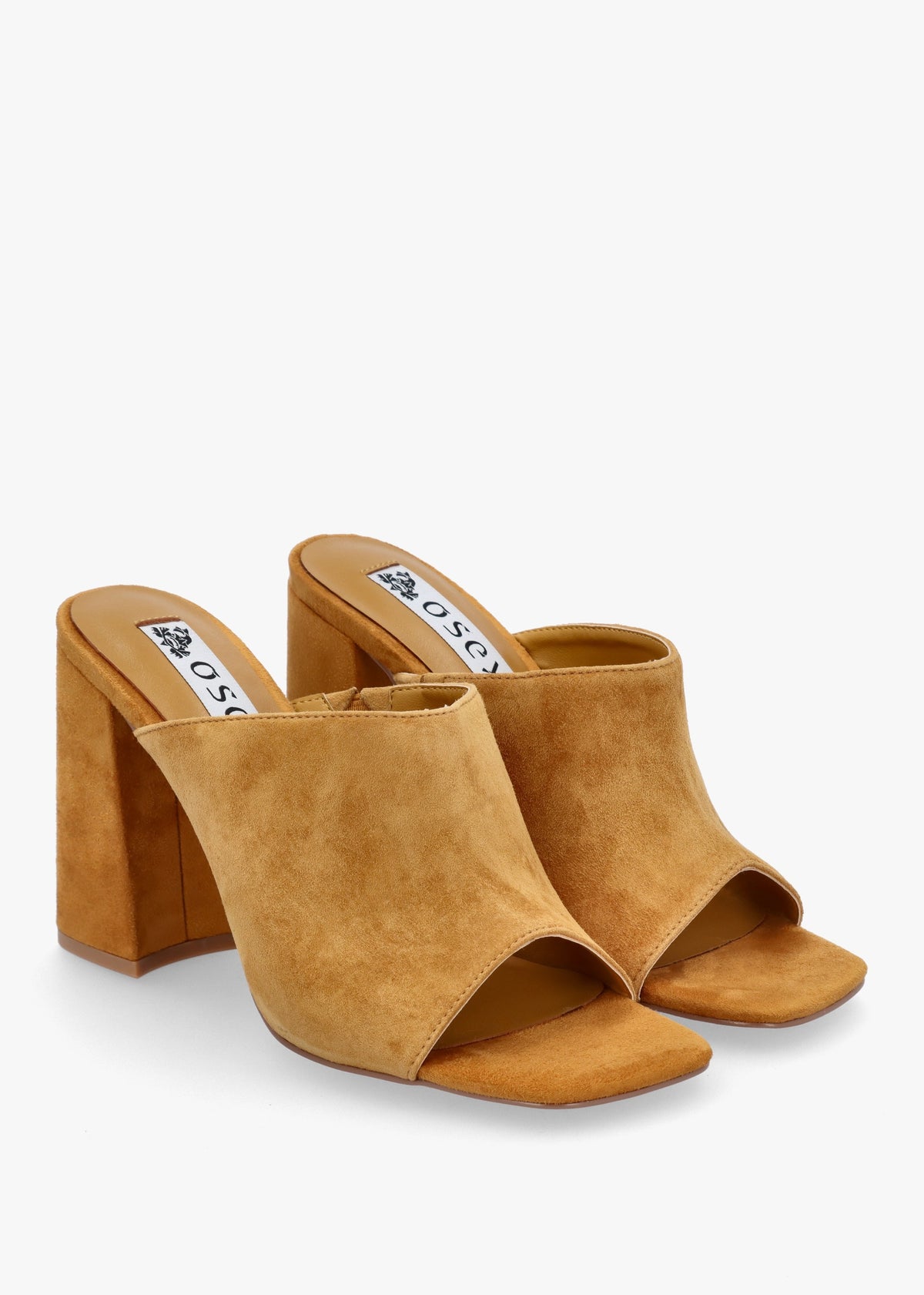 Villa Loki Mustard Suede Block Heel Mules