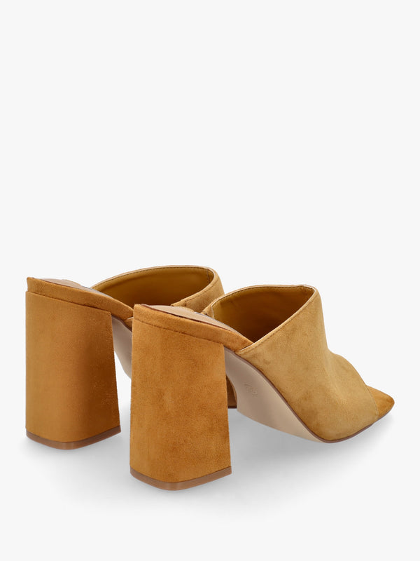 Villa Loki Mustard Suede Block Heel Mules