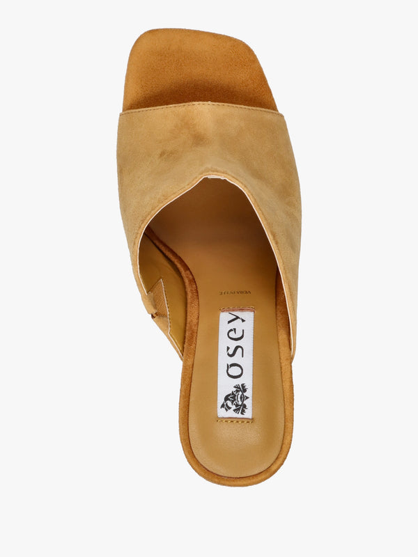 Villa Loki Mustard Suede Block Heel Mules