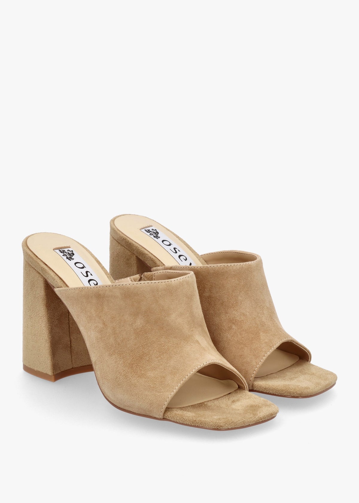 Villa Loki Beige Suede Block Heel Mules