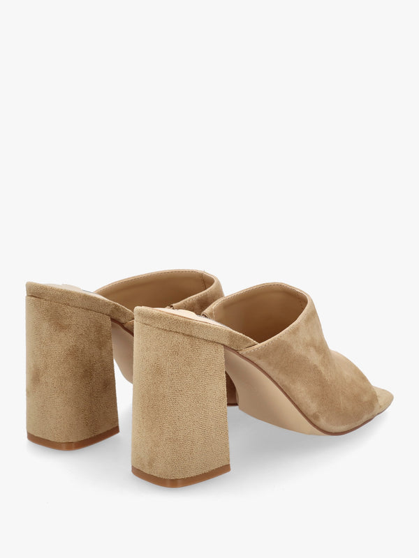 Villa Loki Beige Suede Block Heel Mules