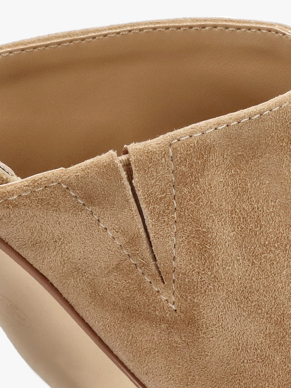 Villa Loki Beige Suede Block Heel Mules