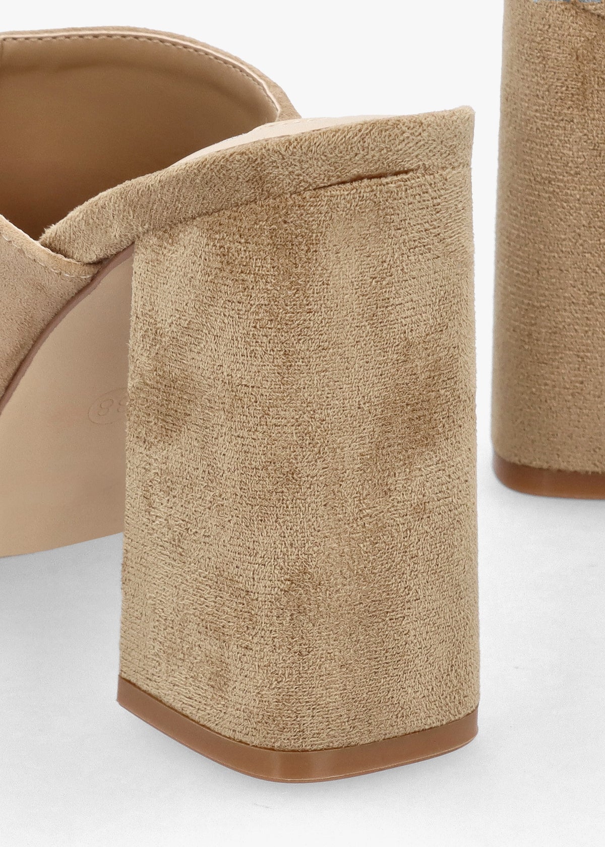 Villa Loki Beige Suede Block Heel Mules