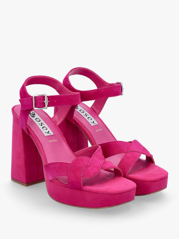 Villa Funsi Fuchsia Suede Block Heel Platform Sandals