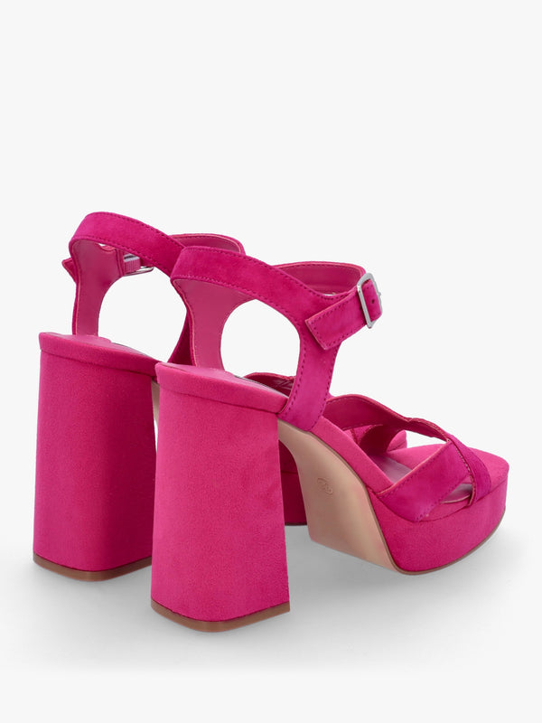 Villa Funsi Fuchsia Suede Block Heel Platform Sandals