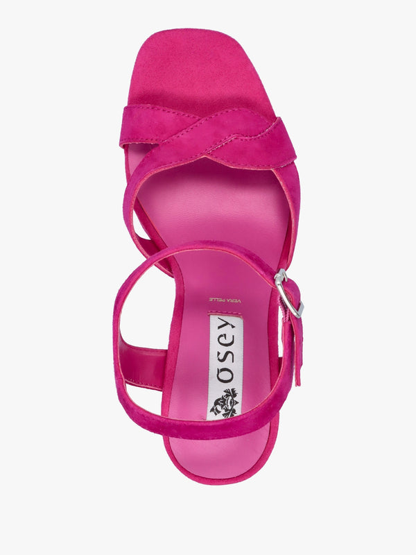 Villa Funsi Fuchsia Suede Block Heel Platform Sandals
