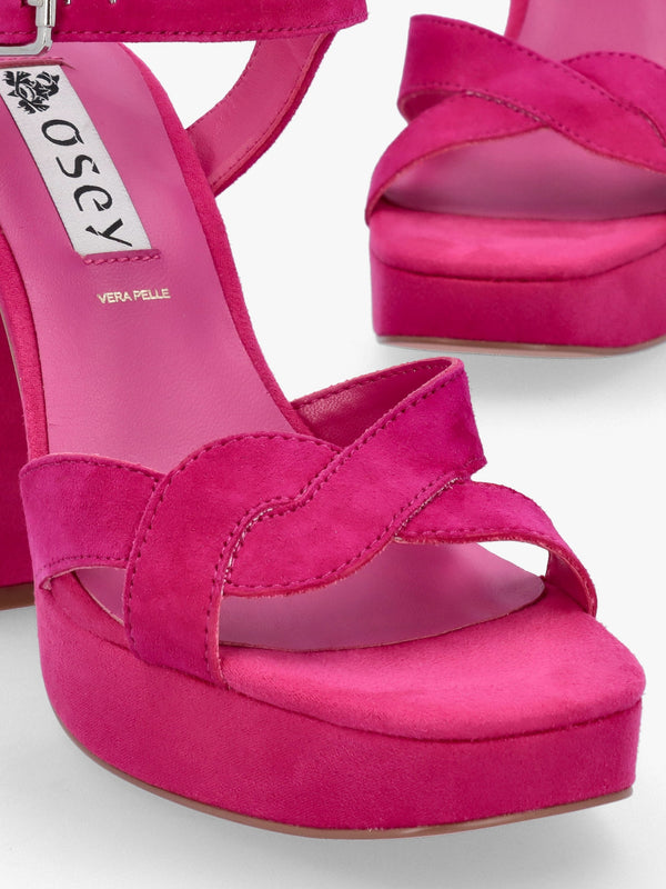 Villa Funsi Fuchsia Suede Block Heel Platform Sandals