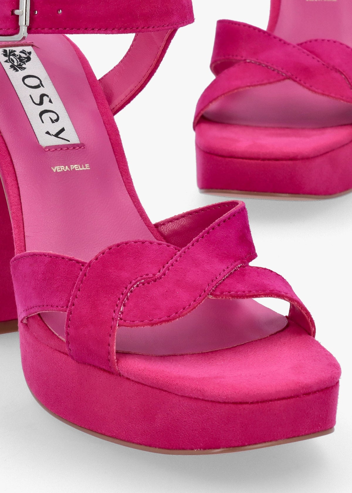 Villa Funsi Fuchsia Suede Block Heel Platform Sandals