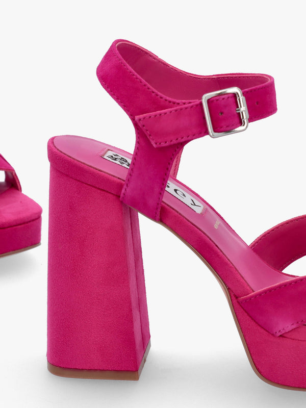 Villa Funsi Fuchsia Suede Block Heel Platform Sandals