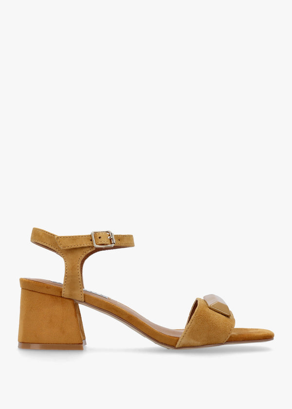 Villa Surry Mustard Suede Block Heel Sandals
