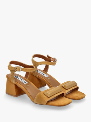 Villa Surry Mustard Suede Block Heel Sandals