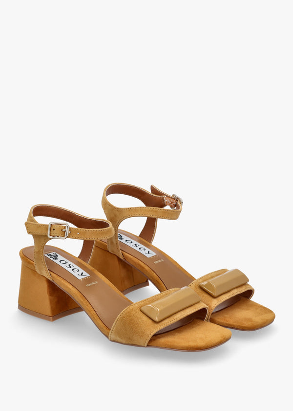Villa Surry Mustard Suede Block Heel Sandals