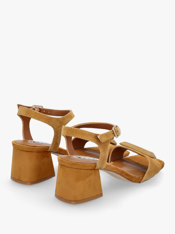 Villa Surry Mustard Suede Block Heel Sandals