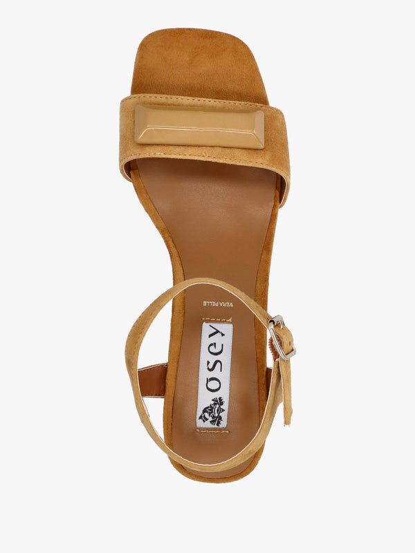 Villa Surry Mustard Suede Block Heel Sandals