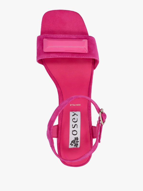 Villa Surry Fuchsia Suede Block Heel Sandals